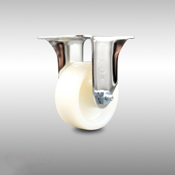 3 Inch 316SS Nylon Wheel Rigid Top Plate Caster